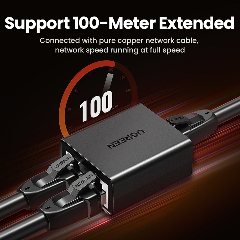 Uniqkart CM210 2Pcs Network Cable Splitter Adapter One to Two Straight Extender RJ45 Connector for PC, Laptop, TV Box, Router
