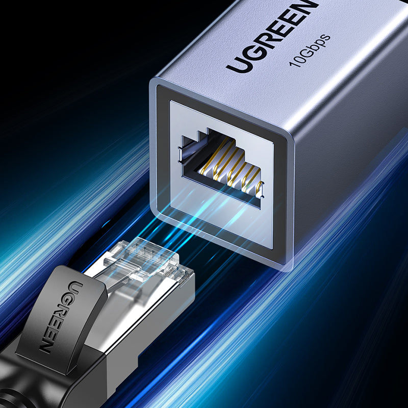 Uniqkart Cat8 Cat7 Cat6 Ethernet Cable Adapter Aluminum Alloy RJ45 Connector 10Gbps Network Extender