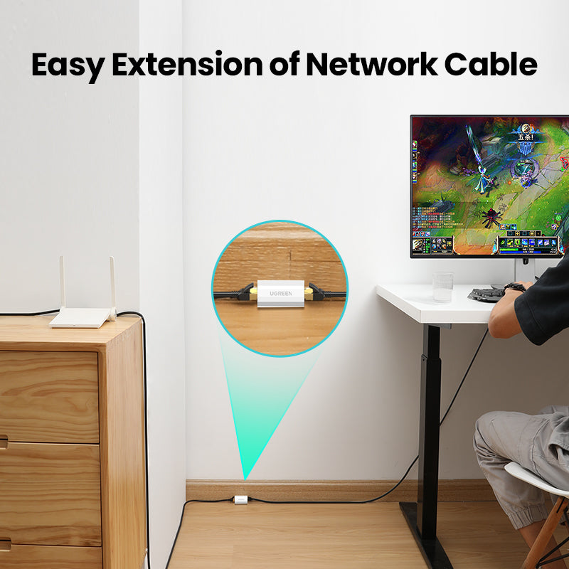 Uniqkart 20391 Ethernet Cable Connector RJ45 8P8C Female to Female ABS Adapter Network Extender