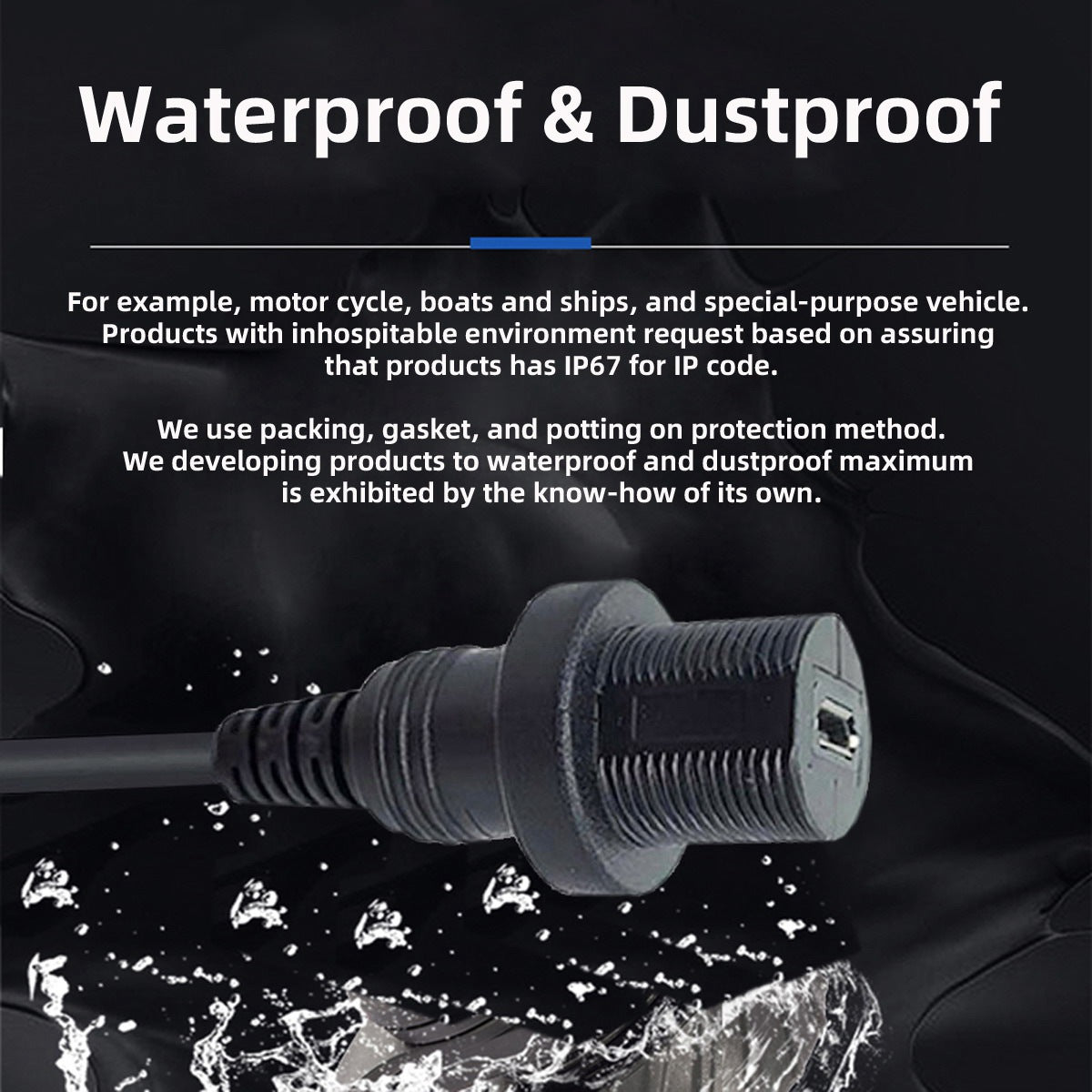 U2-003-1.0M 1m Waterproof 480Mbps Micro USB2.0 5Pin Male to Female Extension Data Power Cable