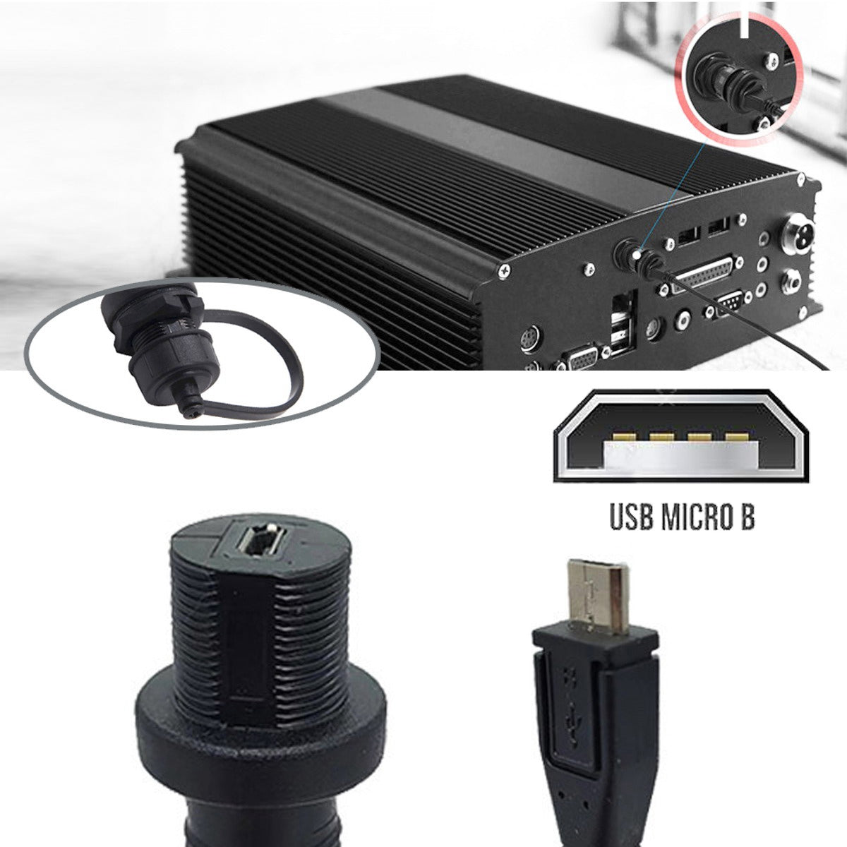 U2-003-1.0M 1m Waterproof 480Mbps Micro USB2.0 5Pin Male to Female Extension Data Power Cable