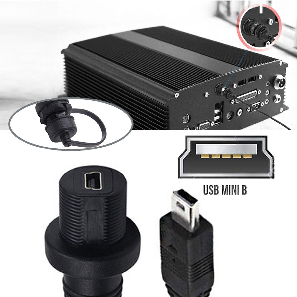 U2-015-1.0M 1m Waterproof Dustproof 480Mbps Mini USB2.0 5Pin Male to Female Extension Cord Data Power Cable