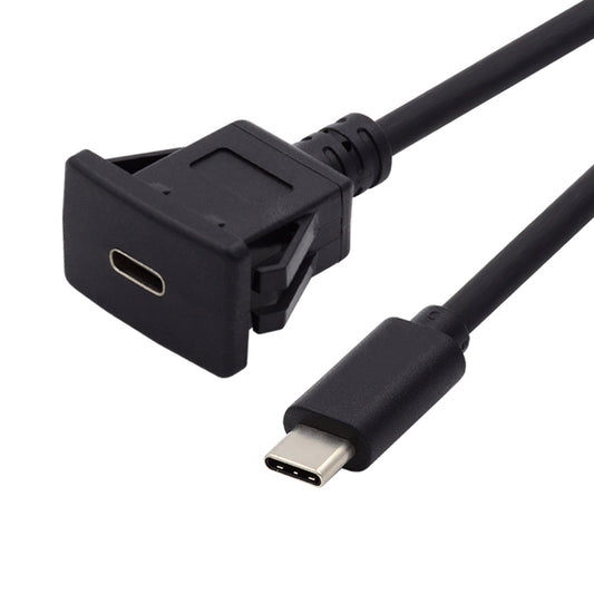 UC-021-1.0M 1m Waterproof USB-C Type-C USB 3.1 10Gbps Extension Flush Car Latch Mount Extension Cable for Dashboard Panel