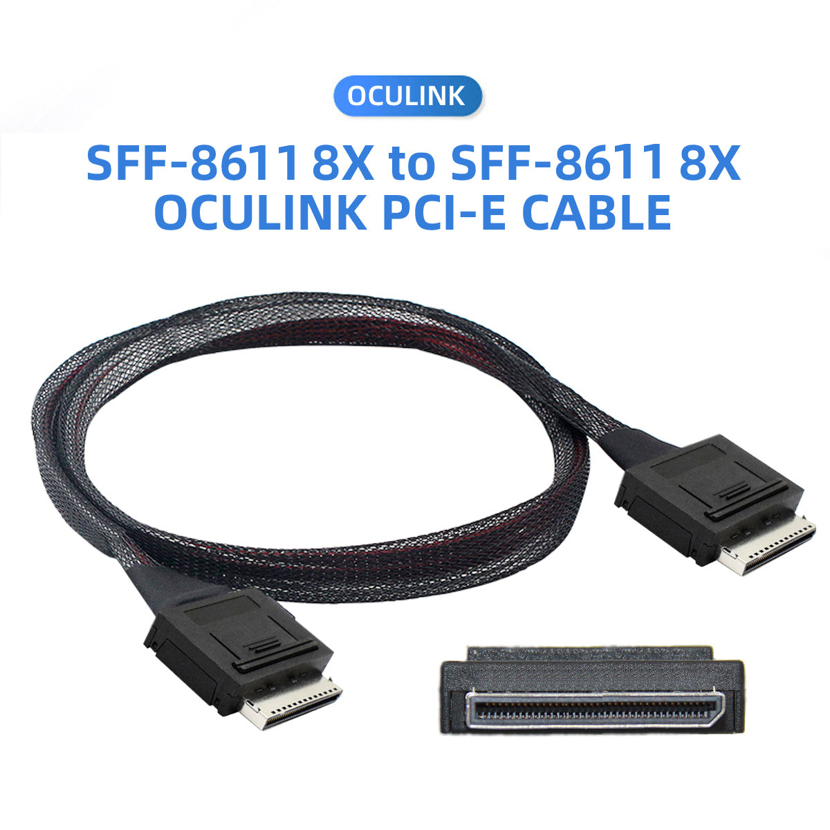 SF-049-0.5M 50cm OCuLink PCIe PCI-Express SFF-8611 8x 8-Lane to OCuLink SFF-8611 8x SSD Data Active Cable