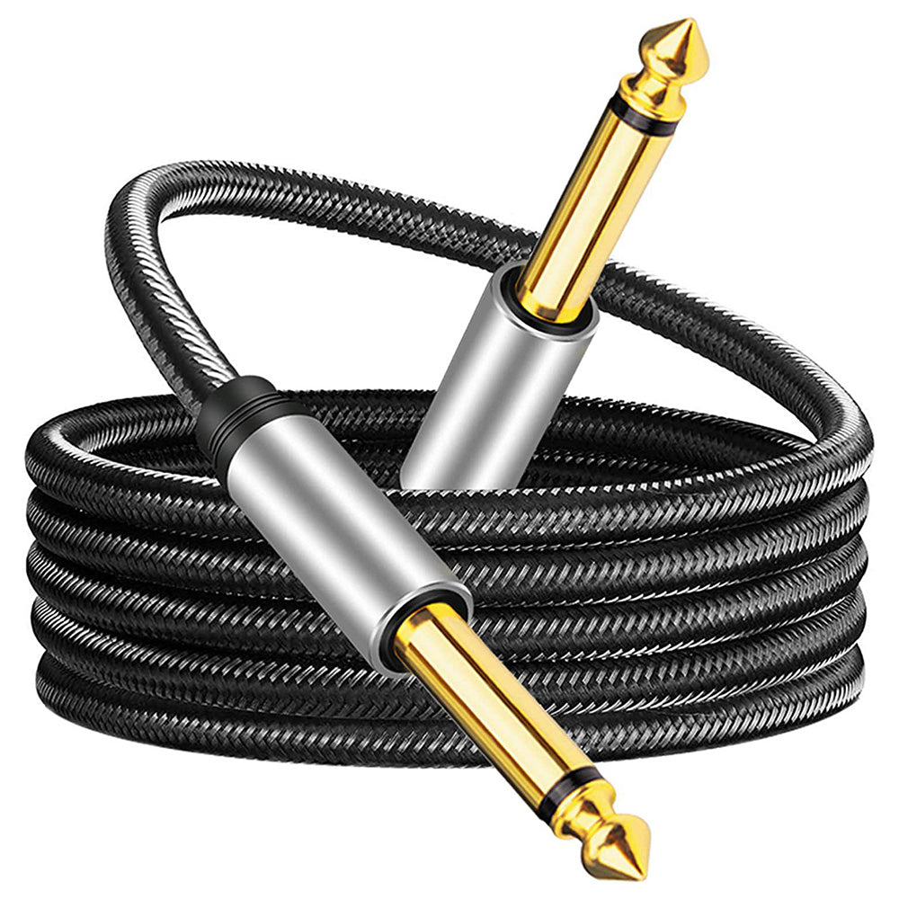 1.8m Nylon Braided 6.35mm Instrument Cable 6.35mm Male to Male Mono Audio Cable 1 / 4inch TS Cable with Zinc Alloy Housing