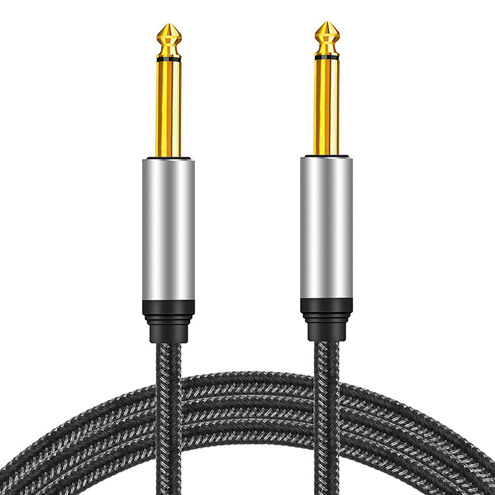 1.8m Nylon Braided 6.35mm Instrument Cable 6.35mm Male to Male Mono Audio Cable 1 / 4inch TS Cable with Zinc Alloy Housing