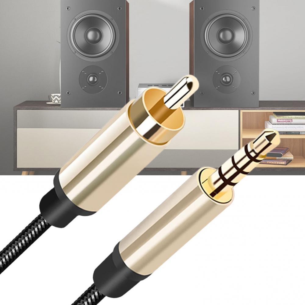 1.5m Coaxial 3.5mm AUX to RCA Cable Adapter Braided RCA Audio Line for TCL Xiaomi Mi TV 1 / 2 Speaker