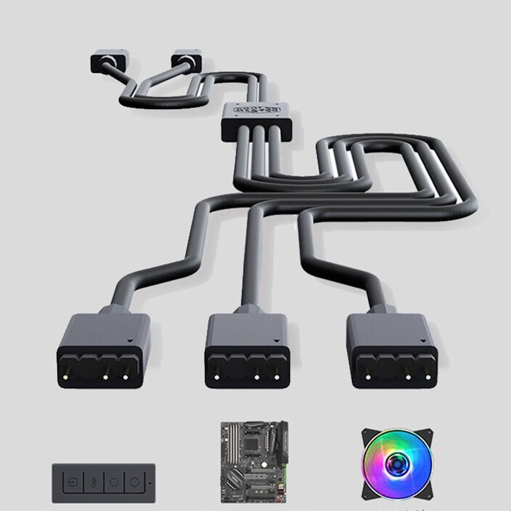 Coolermaster 3-in-1 ARGB Connection Cable 50cm RGB Cord 5V 3Pin Adapter Cable for Cooling Fans, LED Strips