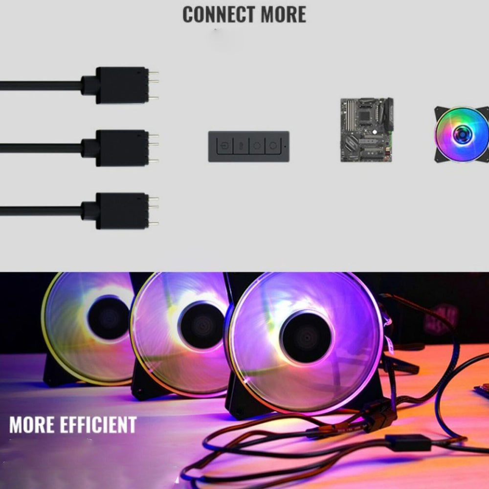 Coolermaster 3-in-1 ARGB Connection Cable 50cm RGB Cord 5V 3Pin Adapter Cable for Cooling Fans, LED Strips
