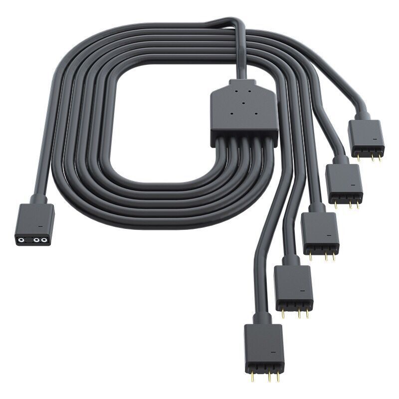 Coolermaster 5-in-1 ARGB Cable RGB Connection Cord 58cm 5V 3Pin Adapter Cable for Cooling Fans, LED Strips