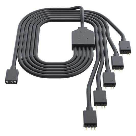 Coolermaster 5-in-1 ARGB Cable RGB Connection Cord 58cm 5V 3Pin Adapter Cable for Cooling Fans, LED Strips