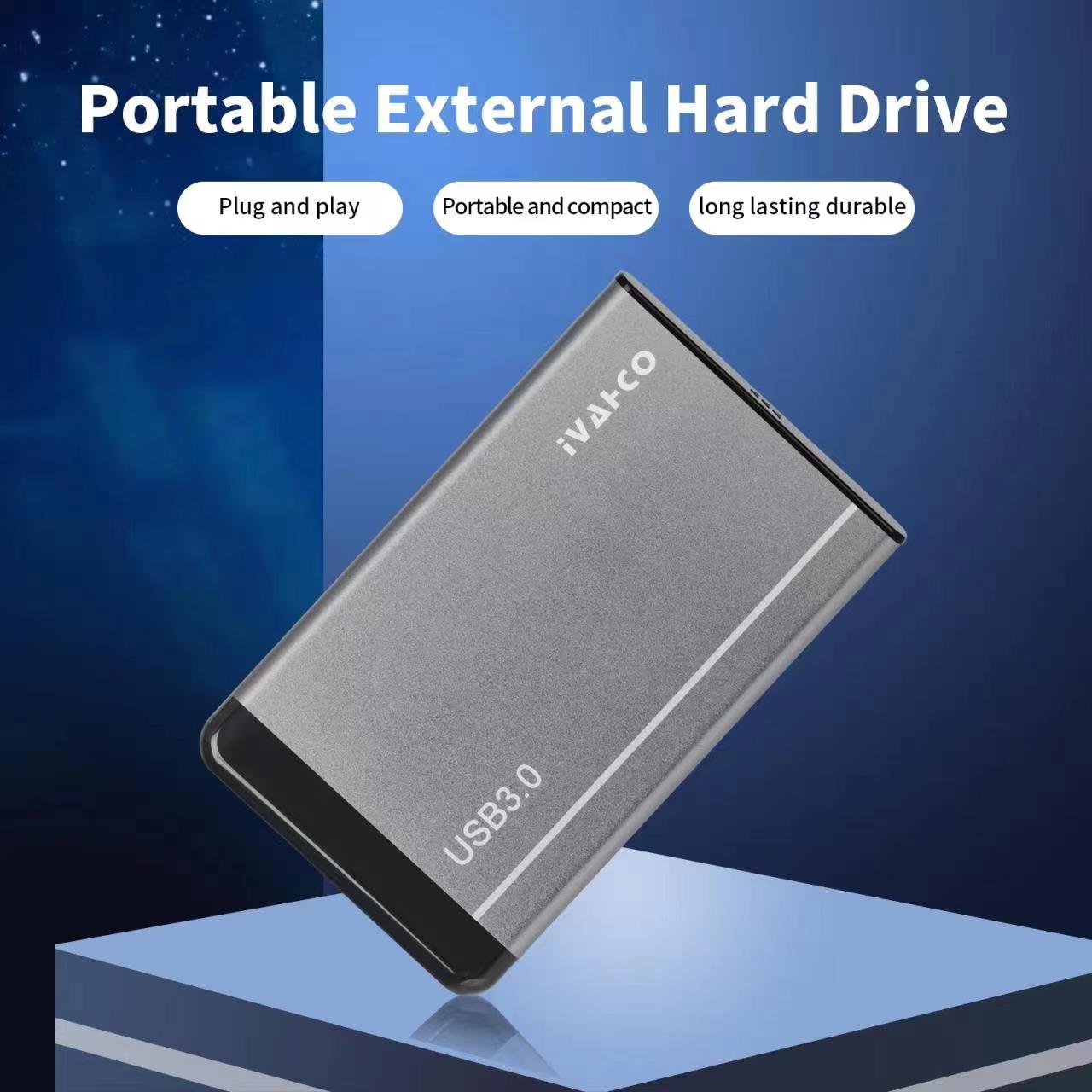IVAHCO 750GB Matte Hard Drive Box 2.5&quot; HDD External Case USB3.0 Hard Disk Enclosure with Data Cable - Silver