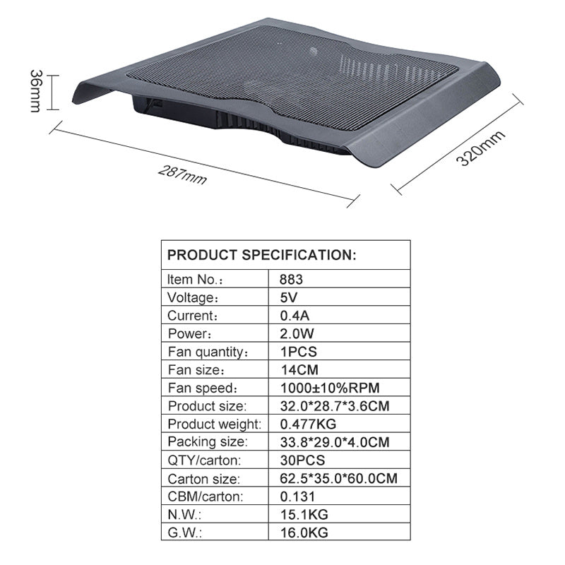 Desktop Notebook Router Heat Dissipation Base LED Light Fan Cooler Stand Laptop Cooling Pad