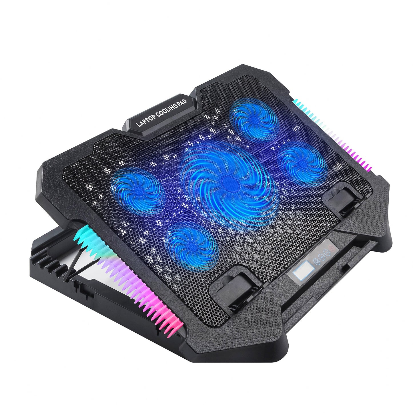 S500 Height Adjustable Laptop Cooling Base 5-Fan Radiator Notebook Cooler Stand with Phone Holder Design