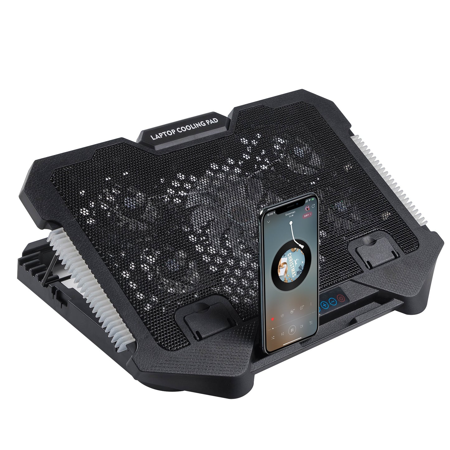 S500 Height Adjustable Laptop Cooling Base 5-Fan Radiator Notebook Cooler Stand with Phone Holder Design
