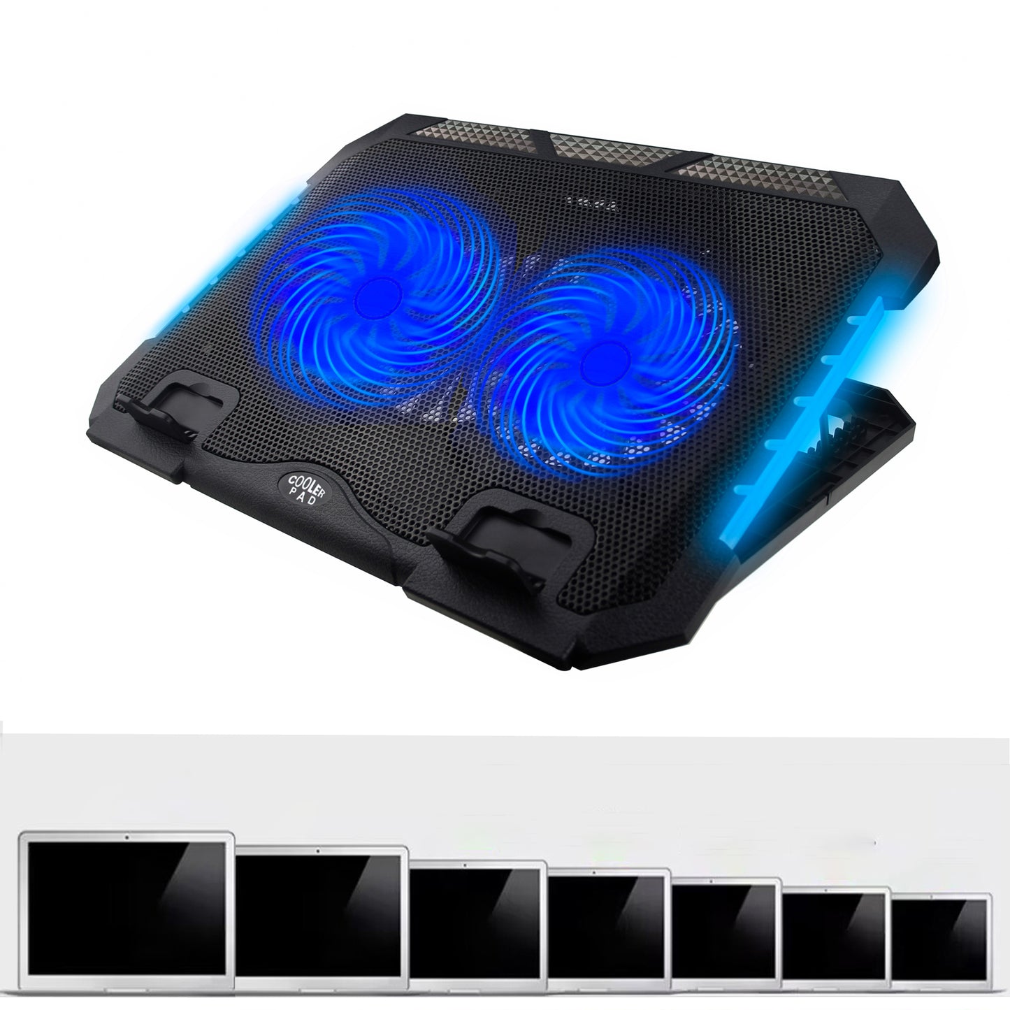 S900 Dual Fan Laptop Cooling Stand 7-Gear Height RGB Light Notebook Fan Cooler with Phone Stand