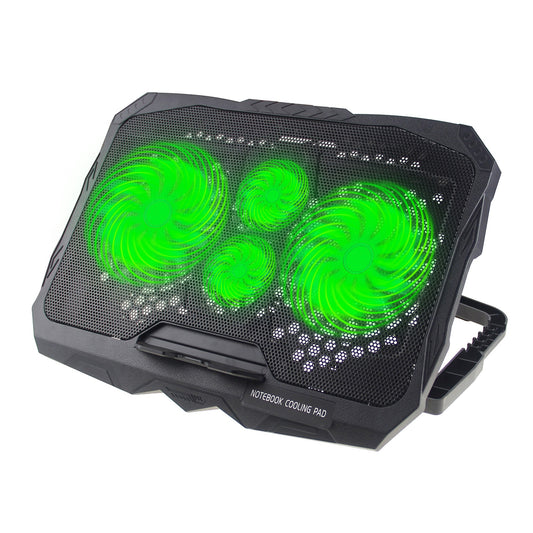 S18 Height Adjustable Notebook Router Radiator 4-Fan Cooler Desktop Laptop Cooling Pad - Green Light