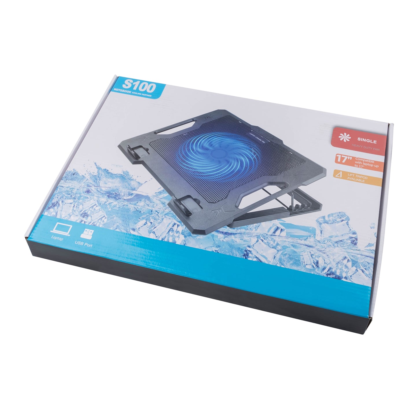 S100 Height Adjustable Notebook Gaming Fan Cooler Desktop Laptop Stand Cooling Pad - Red Light