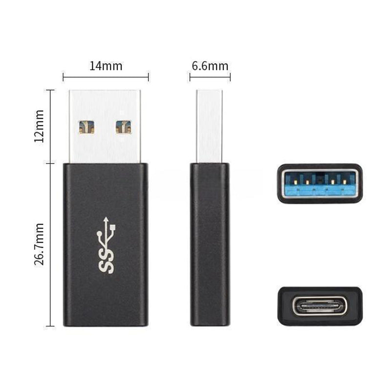 USB Type-C Female to USB3.0 Male Adapter Aluminum Alloy Shell Portable Mini USB Converter