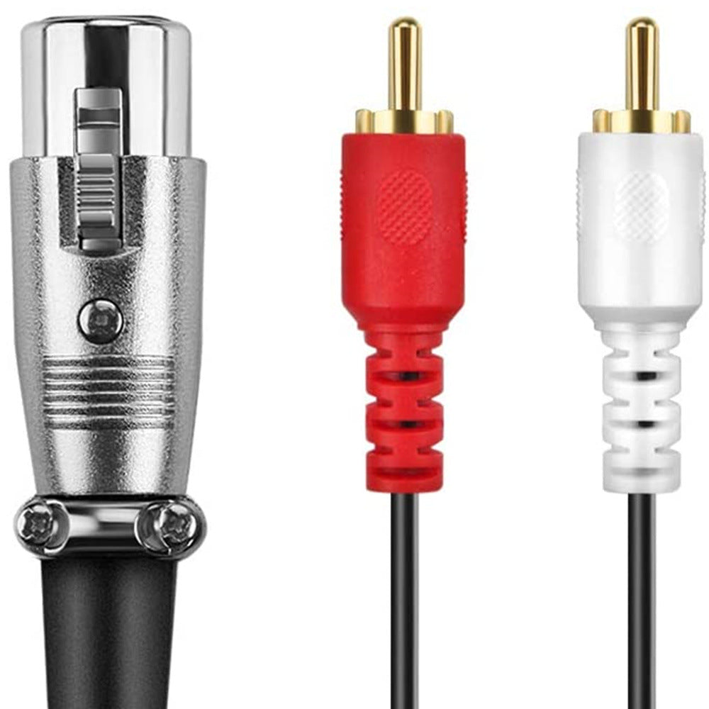 Uniqkart Dual RCA Male Plug to XLR Female Cable Y-Splitter Stereo Adapter Line Audio Breakout Cord, 1.5m