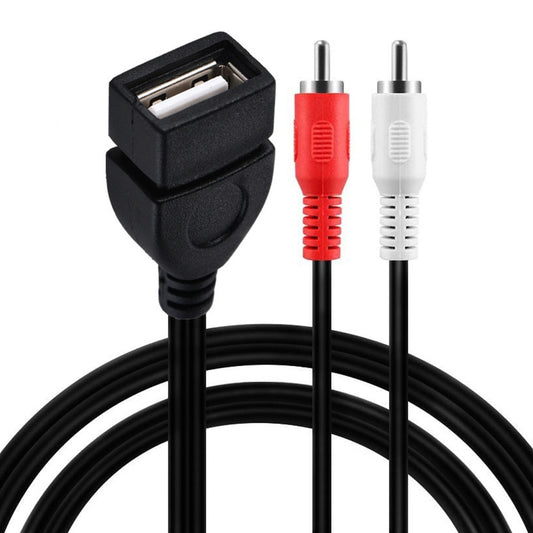Uniqkart 1.5m USB 2.0 to 2 RCA Female to Male Video AV Converter Camcorder Audio Splitter Cable
