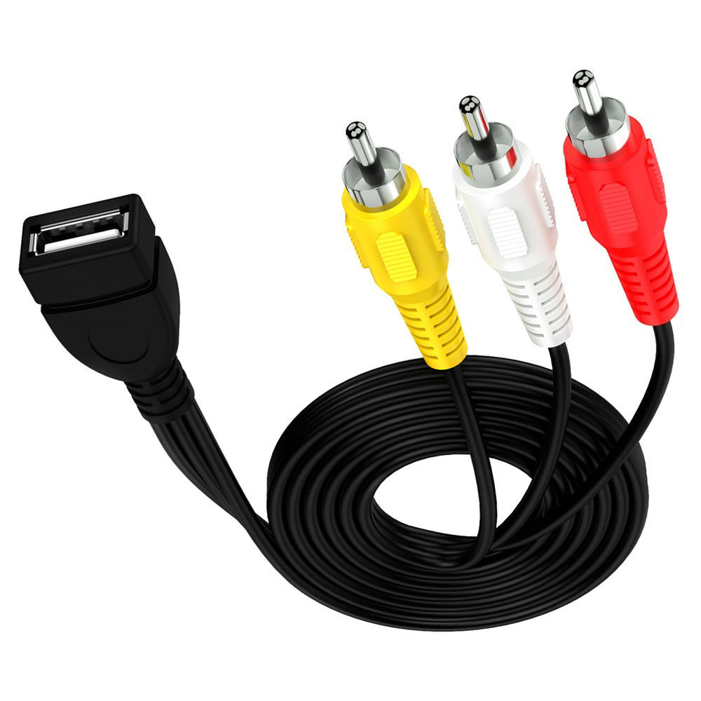 Uniqkart 0.2m USB Female to 3 RCA Male Cable Splitter Audio Video AV Composite Adapter Cord