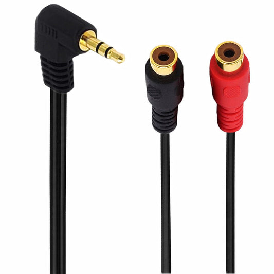 Uniqkart 0.2m Elbow 3.5mm Male to Dual RCA Female Y Splitter Cable Stereo Audio Cord