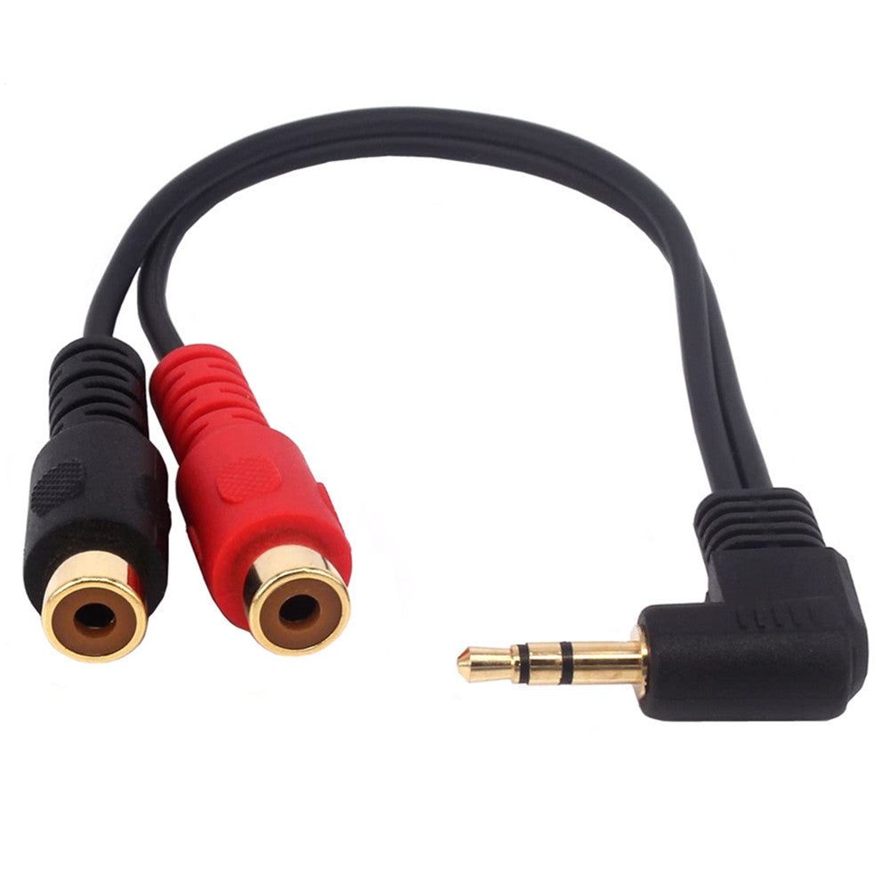 Uniqkart 0.2m Elbow 3.5mm Male to Dual RCA Female Y Splitter Cable Stereo Audio Cord
