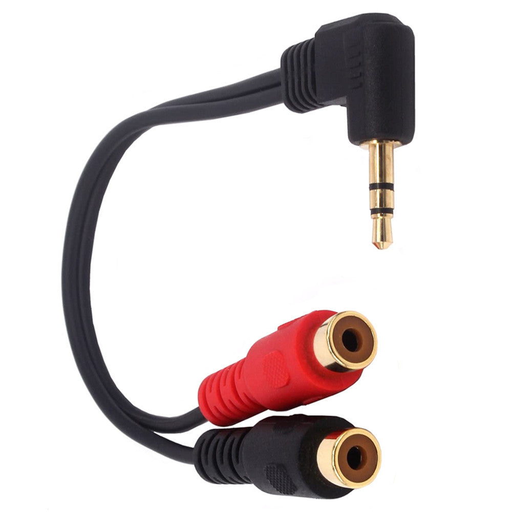 Uniqkart 0.2m Elbow 3.5mm Male to Dual RCA Female Y Splitter Cable Stereo Audio Cord