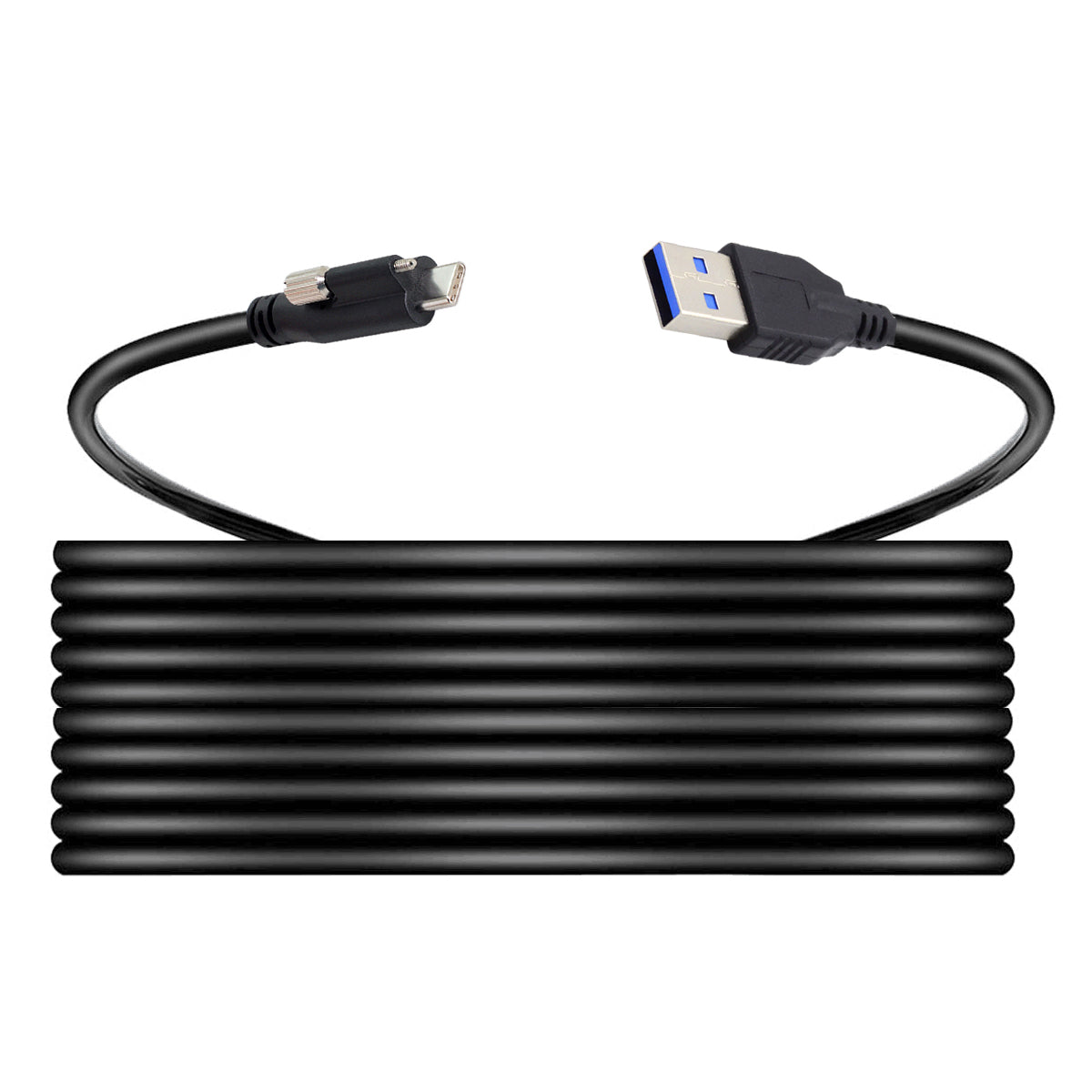 UC-045-4.9M 4.9m USB-A 3.0 Male to Type-C 3.1 Single Screw Locking Data Cable for Camera (without Chip, M2 Screw)