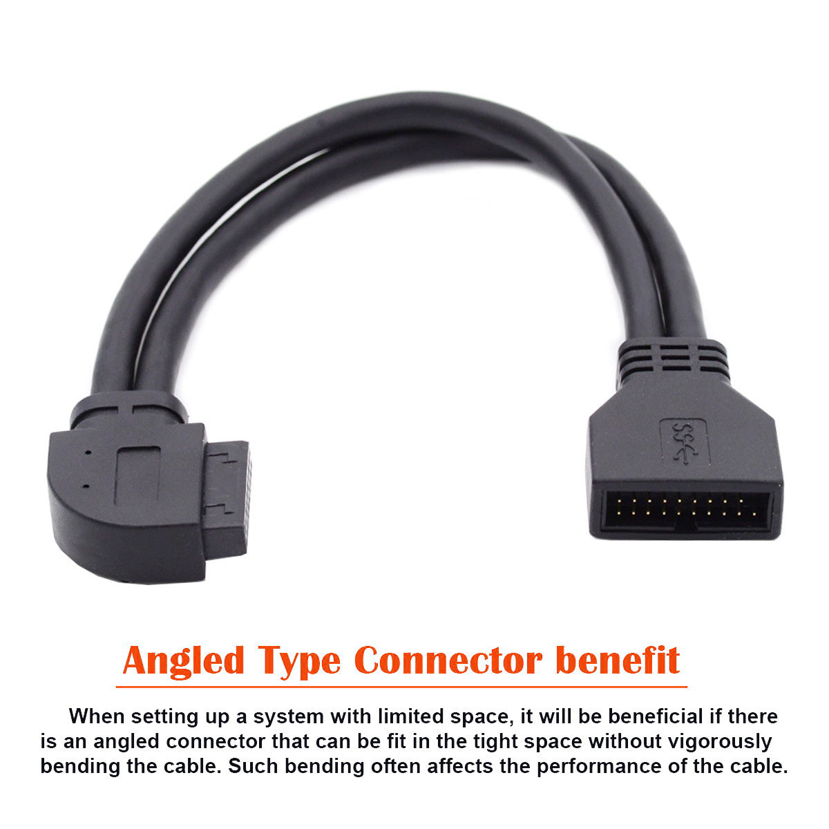 U3-082-LE Left-Angled USB 3.0 20Pin Motherboard Mainboard Connection Cable 20Pin Male to Female Wire 5Gbps Adapter Cord