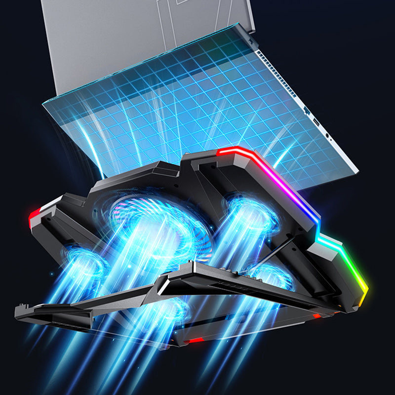Height Adjustable USB Laptop Cooling Base Touch Control RGB Light 5-Fan Radiator Notebook Cooler Stand