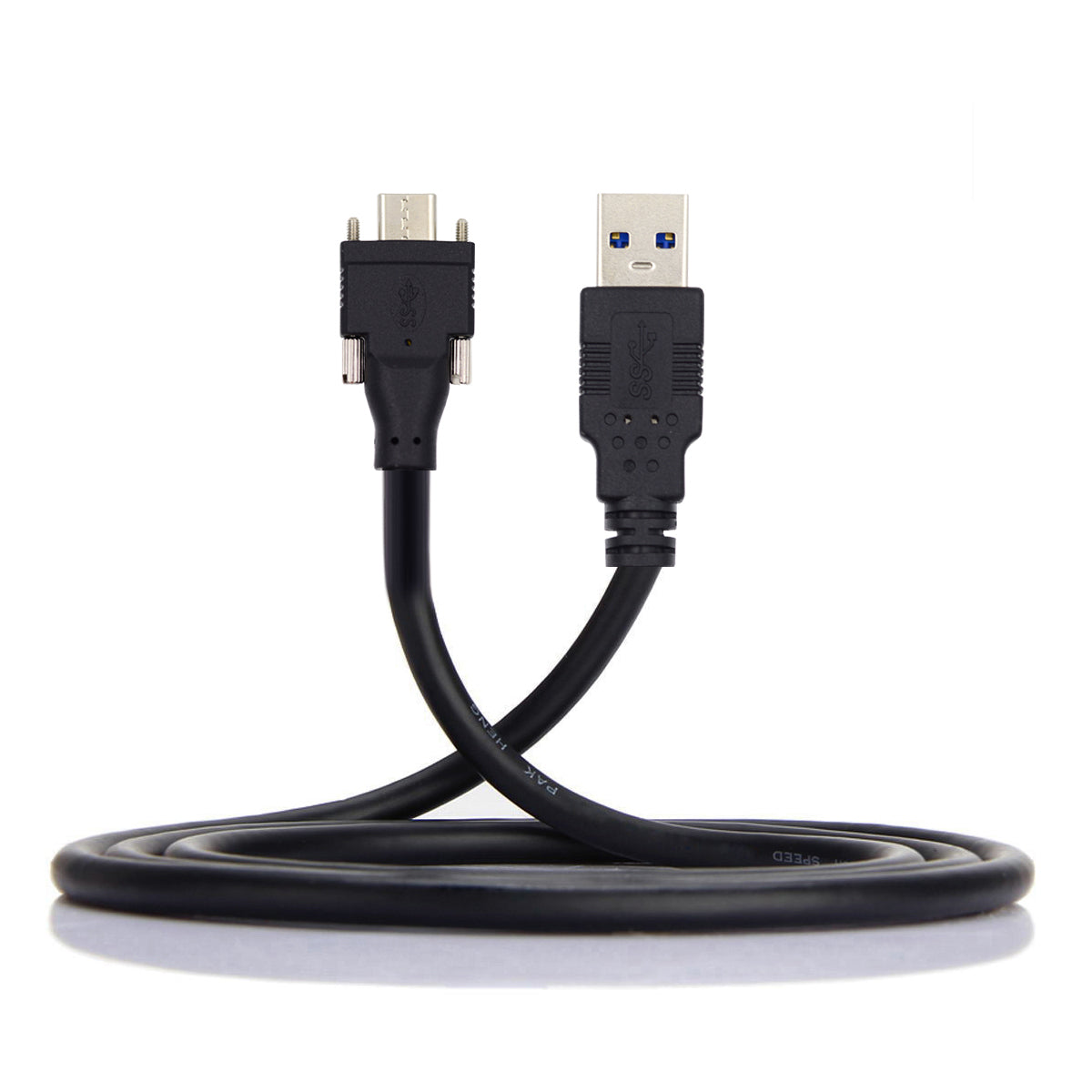 UC-048-4.9M 4.9m USB-A 3.0 Male to Type-C 3.1 Dual Screw Locking 22AWG Data Cable for Camera (without Chip, M2 Screw)