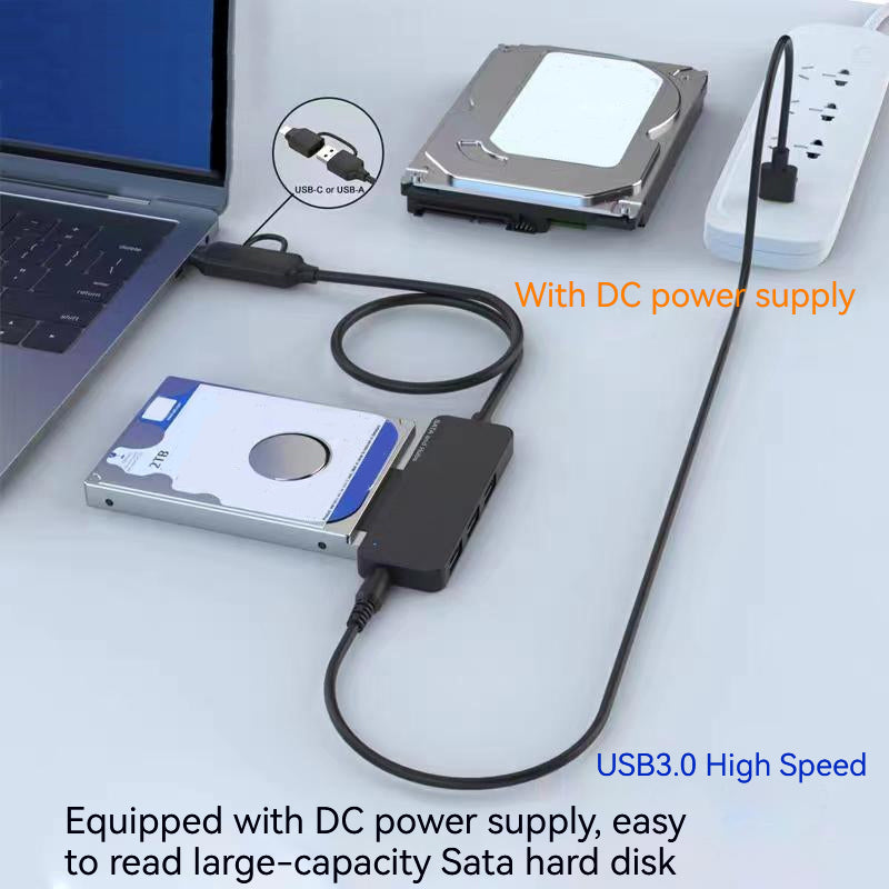 USB3.0 / Type-C to SATA Converter 22Pin Hard Disk Cable with 3-Port USB3.0 HUB Adapter PC 2.5-inch Hard Disk HDD, SSD Easy Drive Cable