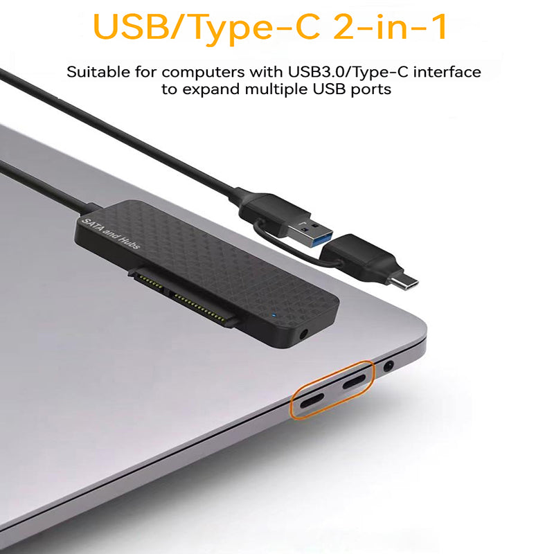 USB3.0 / Type-C to SATA Converter 22Pin Hard Disk Cable with 3-Port USB3.0 HUB Adapter PC 2.5-inch Hard Disk HDD, SSD Easy Drive Cable