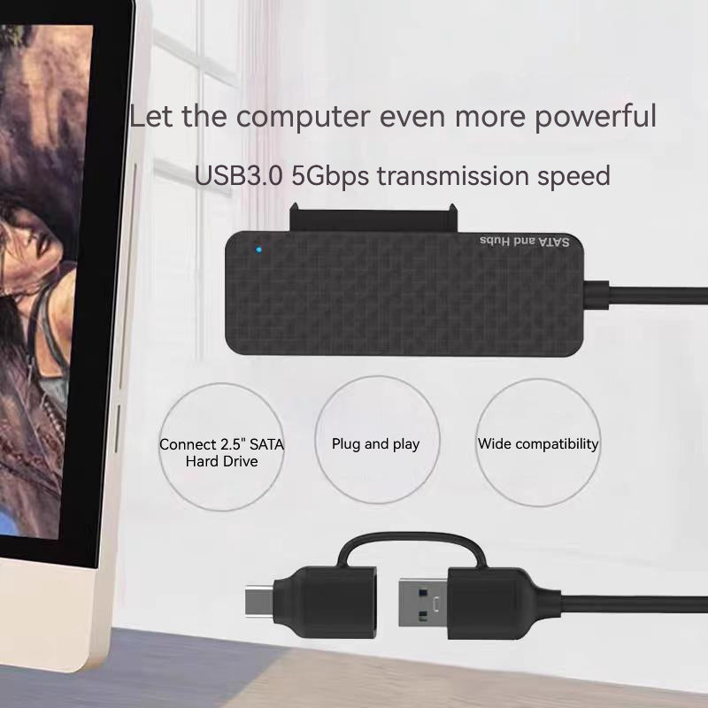 USB3.0 / Type-C to SATA Converter 22Pin Hard Disk Cable with 3-Port USB3.0 HUB Adapter PC 2.5-inch Hard Disk HDD, SSD Easy Drive Cable