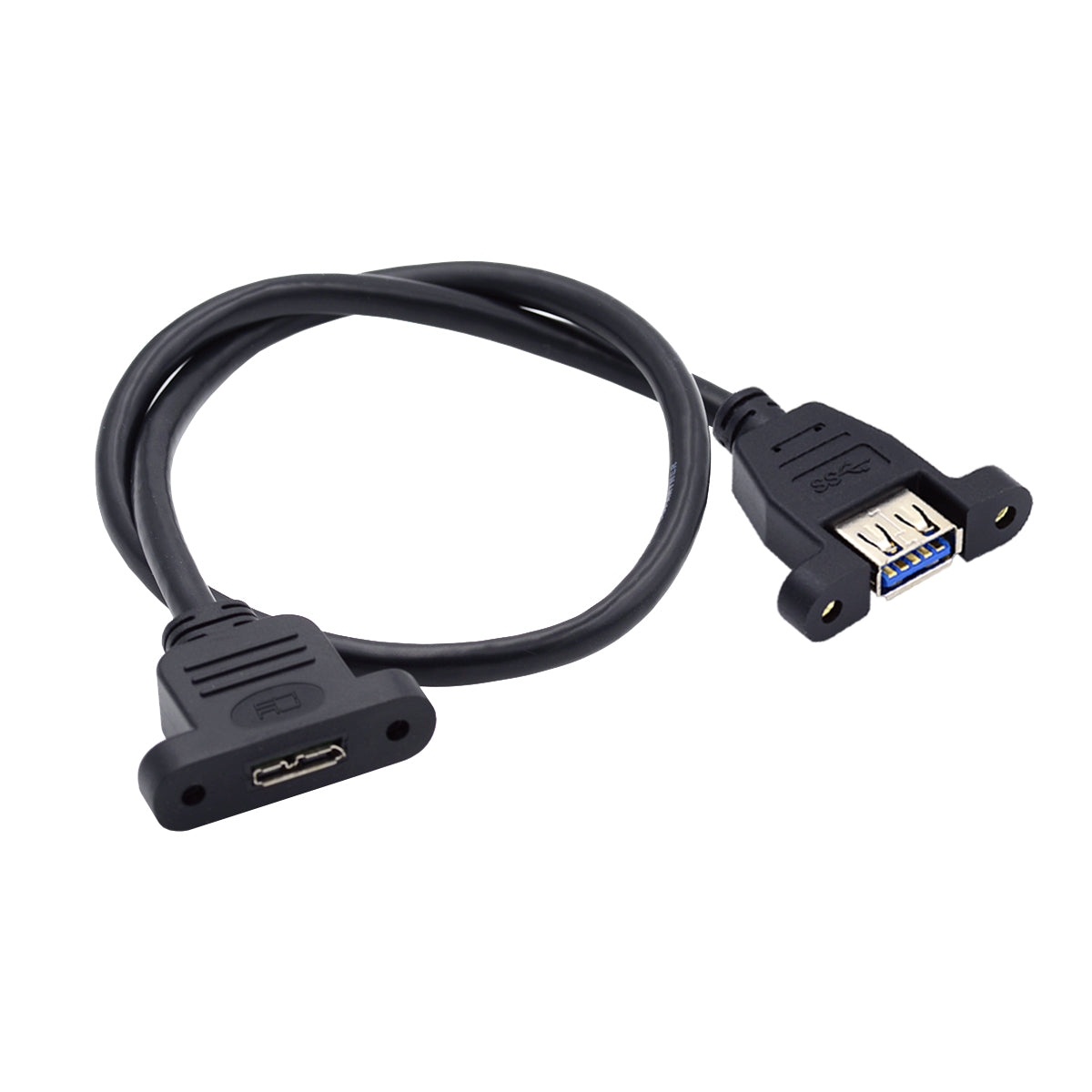 U3-083-AF 50cm Type-A USB 3.0 Female to Micro 3.0 Type-B Female Screw Mount Type 5Gbps Extension Cable