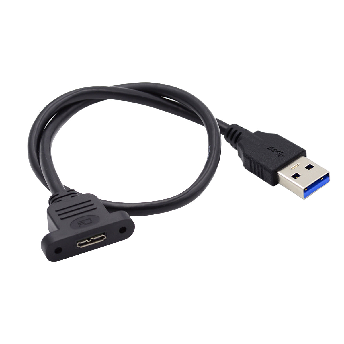 U3-083-AM 50cm Type-A USB 3.0 Male to Micro 3.0 Type-B Female Converter 5Gbps Screw Mount Type Extension Cable