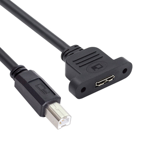 U3-012-BM 50cm Micro 3.0 Type-B Female to Type-B USB 2.0 Male Cable Screw Mount Type 480Mbps Extension Cord