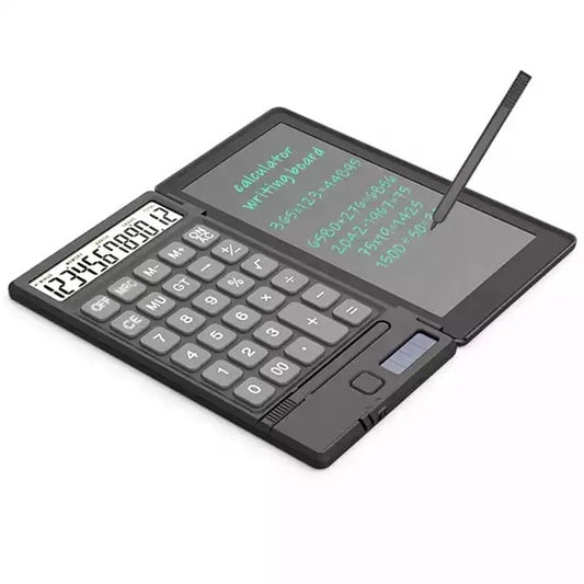 12-Digit Solar Powered Mini Calculators with 6.5inch Screen Handwriting Paper Drawing Tablet for Office, School, Business