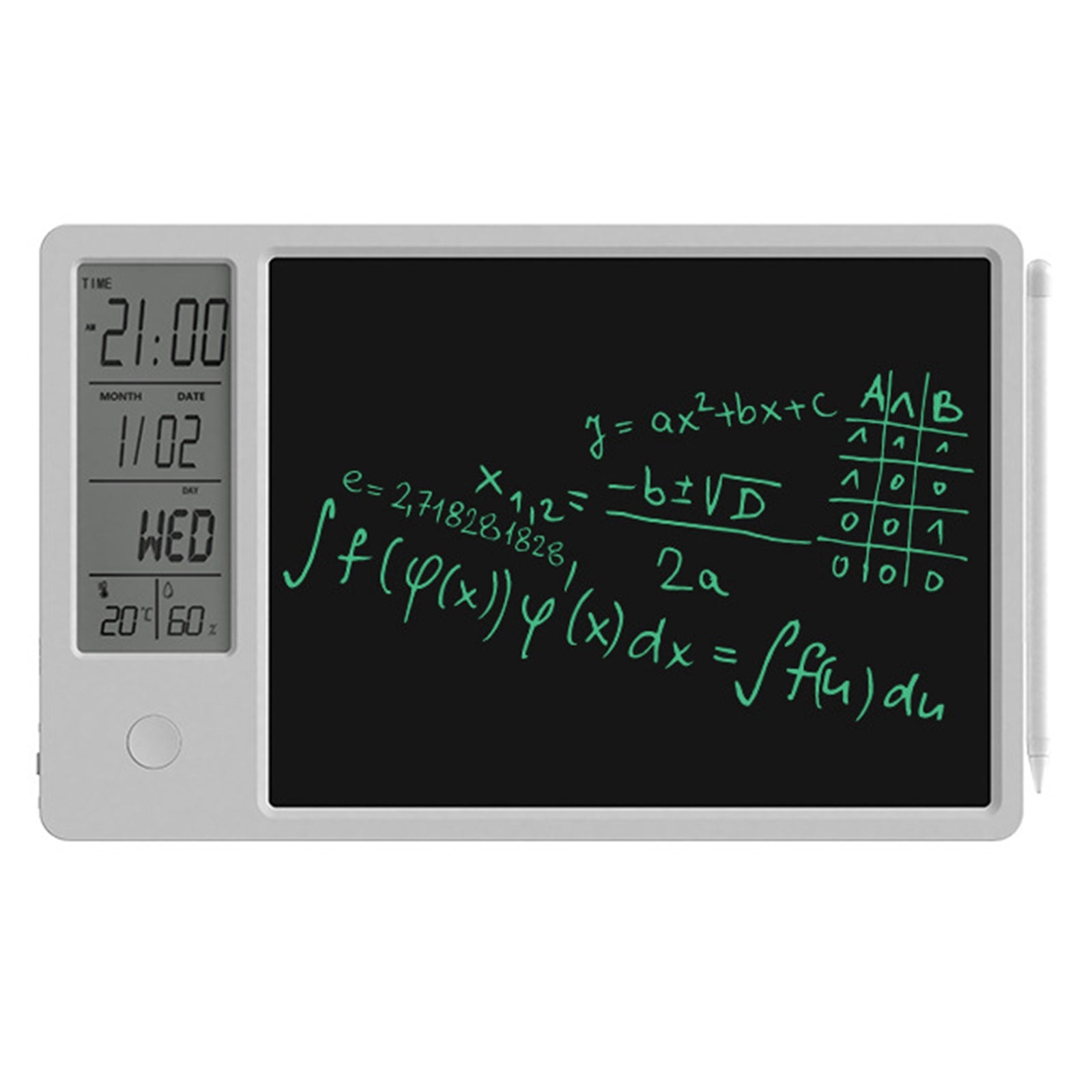 10-Inch LCD Writing Tablet Doodle Board Electronic Desktop Calendar Clock Reminder Office Memo Board with Week / Date / Year / Humidity / Temperature Display Function