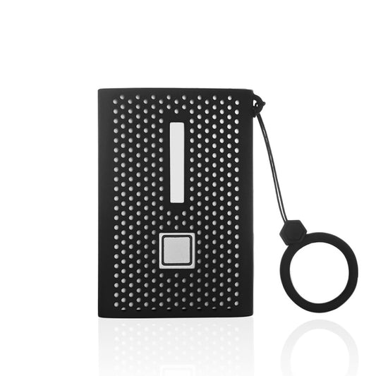 For Samsung T7 Portable Hard Drive Soft Silicone Protective Cover Anti-drop Sleeve Case with Ring Strap - Black