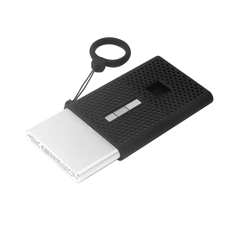 For Samsung T7 Portable Hard Drive Soft Silicone Protective Cover Anti-drop Sleeve Case with Ring Strap - Black