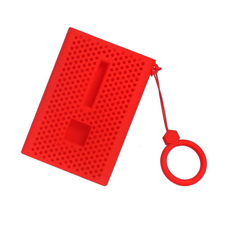 For Samsung T7 Portable Hard Drive Soft Silicone Protective Cover Anti-drop Sleeve Case with Ring Strap - Red