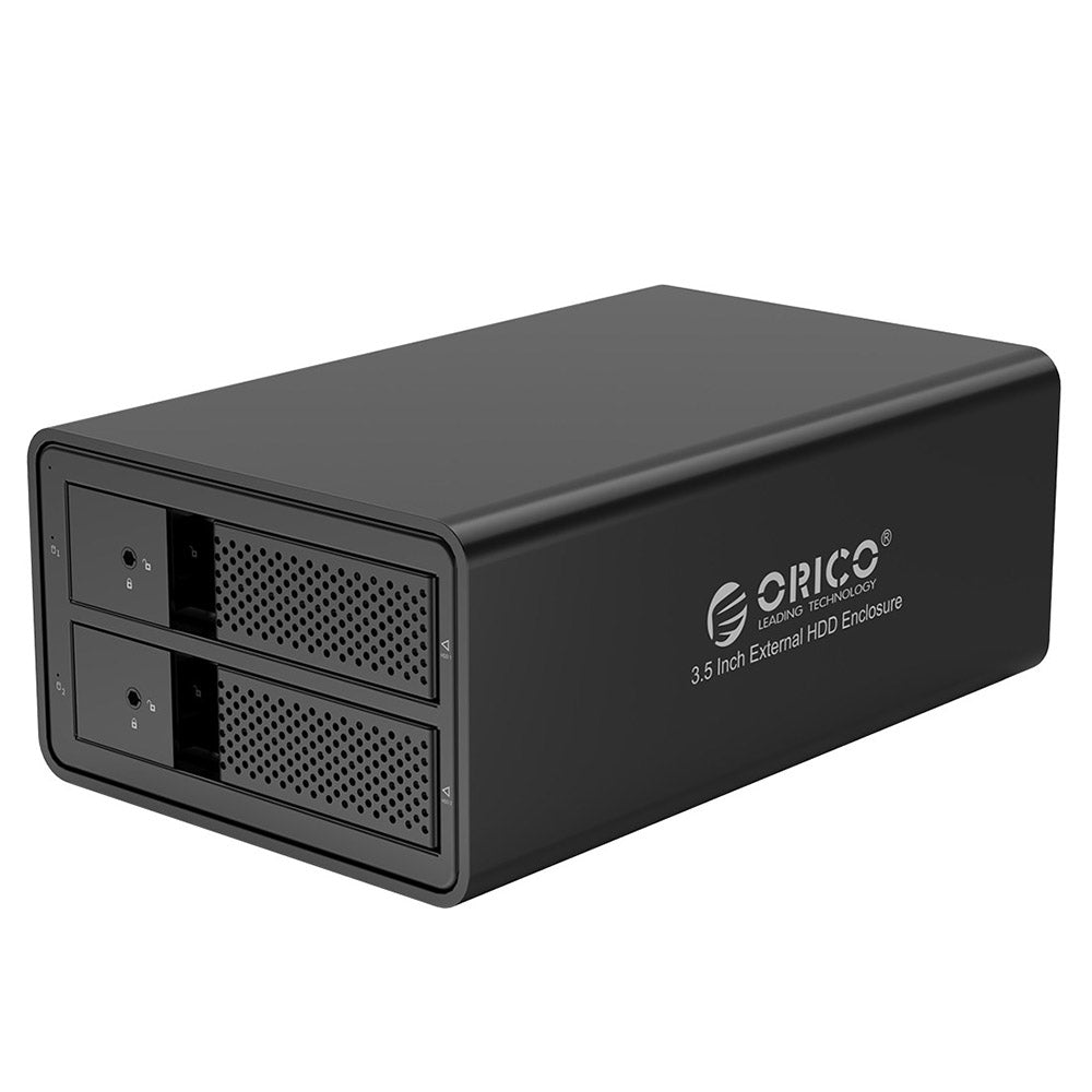 ORICO 9528U3 2-Bay USB 3.0 to SATA 3.5 inch External Hard Drive Enclosure Support 32TB Aluminum Alloy HDD Enclosure for Mac  /  Linux  /  Windows - Black / US Plug
