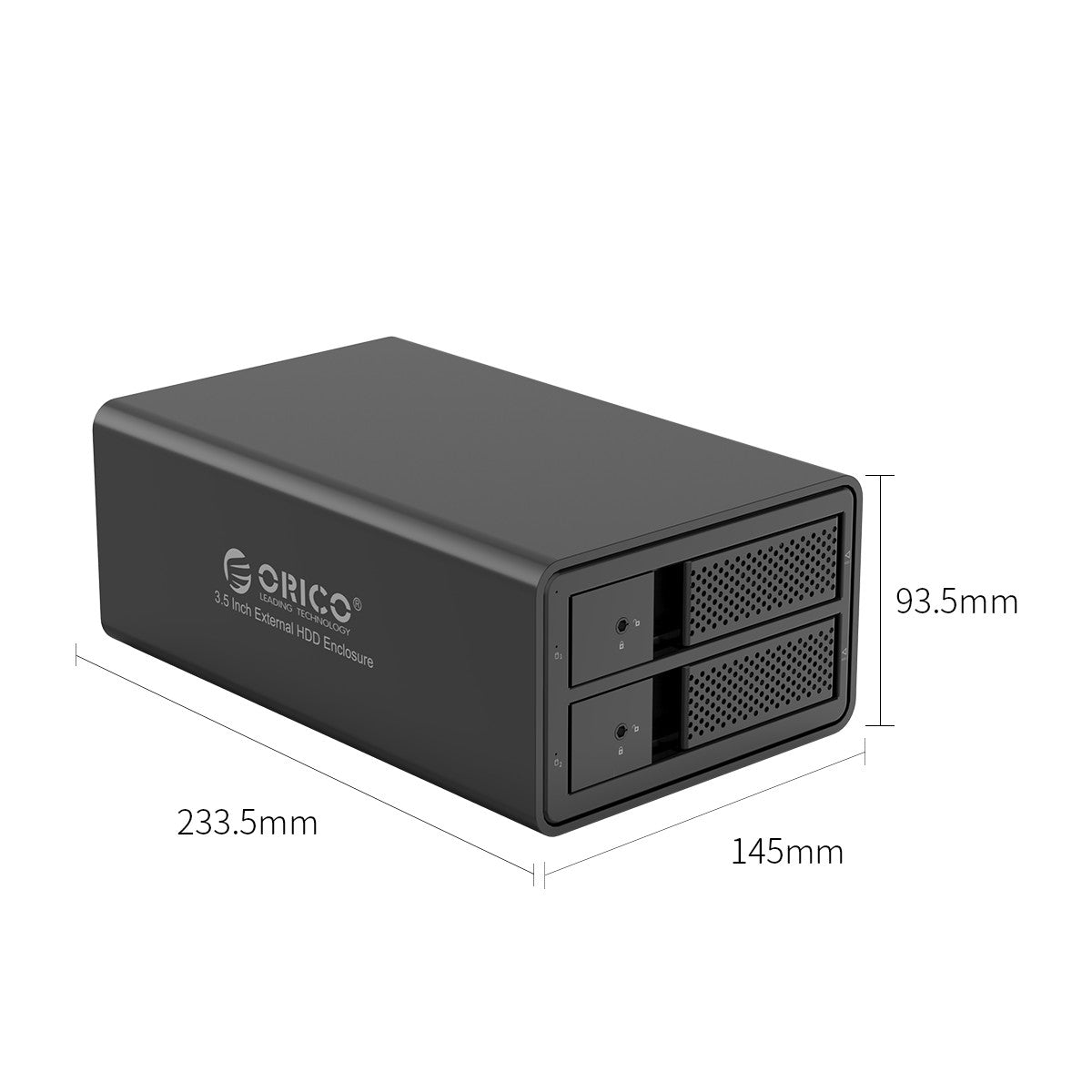 ORICO 9528U3 2-Bay USB 3.0 to SATA 3.5 inch External Hard Drive Enclosure Support 32TB Aluminum Alloy HDD Enclosure for Mac  /  Linux  /  Windows - Black / UK Plug