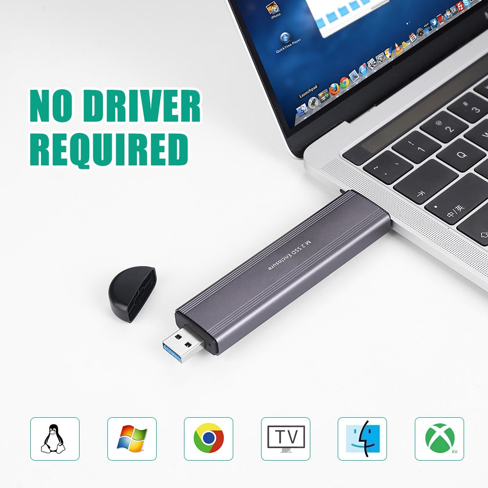U2-001 Type C+USB 2 in 1 Nvme M.2 SSD NGFF M.2 SSD Enclosure External Hard Drive - Grey