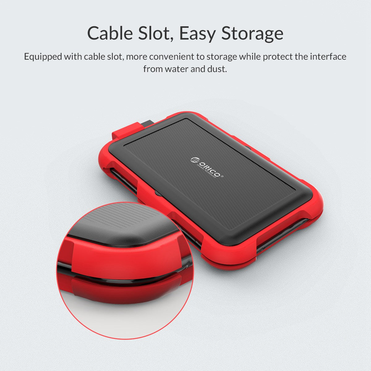 ORICO 2799U3 2.5 inch Triple-Protection HDD Enclosure Solid State Hard Driver Box IP64 Waterproof Silicone Hard Disk Case Support 5Gbps Transmission/Auto Sleep Function