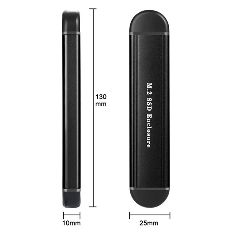 2 in 1 Type-C + USB M.2 SSD Enclosure NVME / SATA External Hard Drive Case 2242 / 2260 / 2280 - Grey