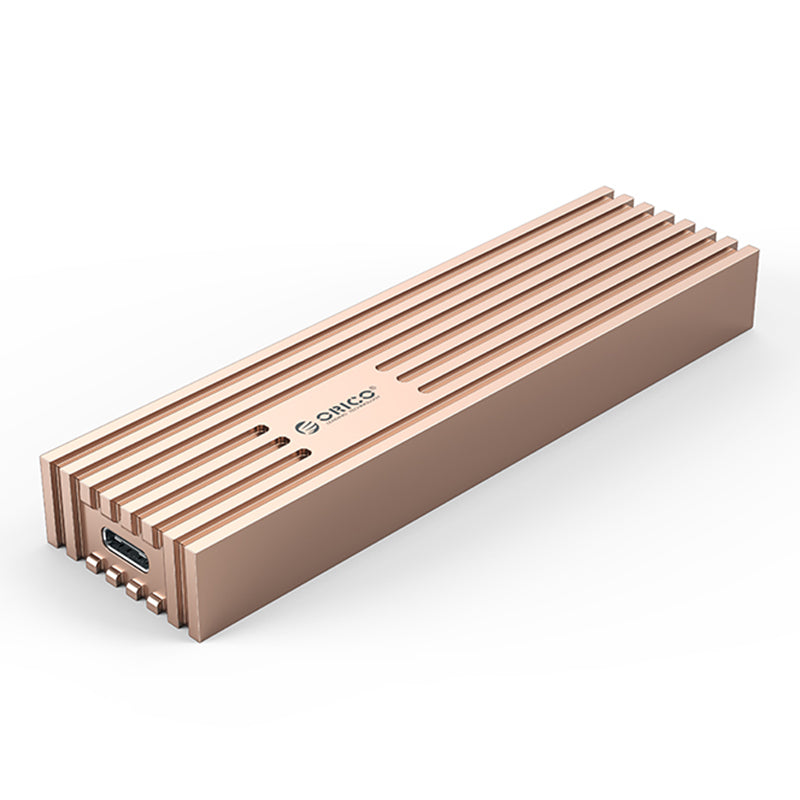 Uniqkart-M232C3-G2 M.2 NVMe SSD Case 10Gbps High Speed External Aluminum Alloy Hard Drive Enclosure Case - Gold